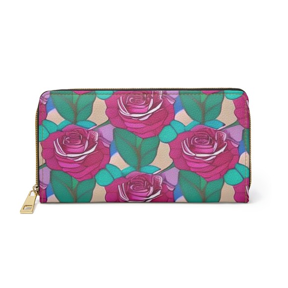 Custom wallet flower wallet Zipper Wallet - Picture 2 of 7